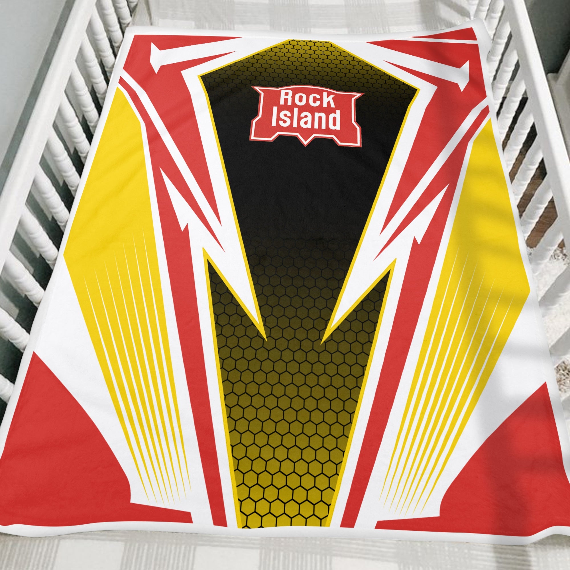 Railspirit Chicago, Rock Island and Pacific Railroad Blanket Lightning Graphic Style Rock Island Railroad Blanket Gift Idea For Train Lover