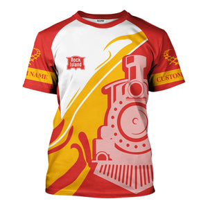 Railspirit Personalized Chicago, Rock Island and Pacific Railroad T-Shirt Flame-Inspired Style Rock Island Railroad Shirt Gift Idea For Train Lovers