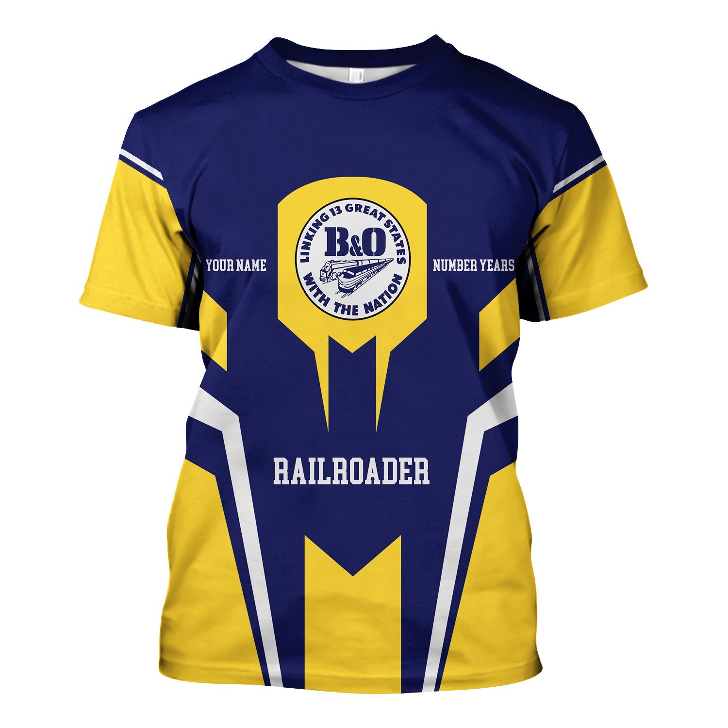 Railspirit Personalized B&O Great States Railroad T-Shirt Custom Year Railroader Shirt Gift Idea For Train Lover