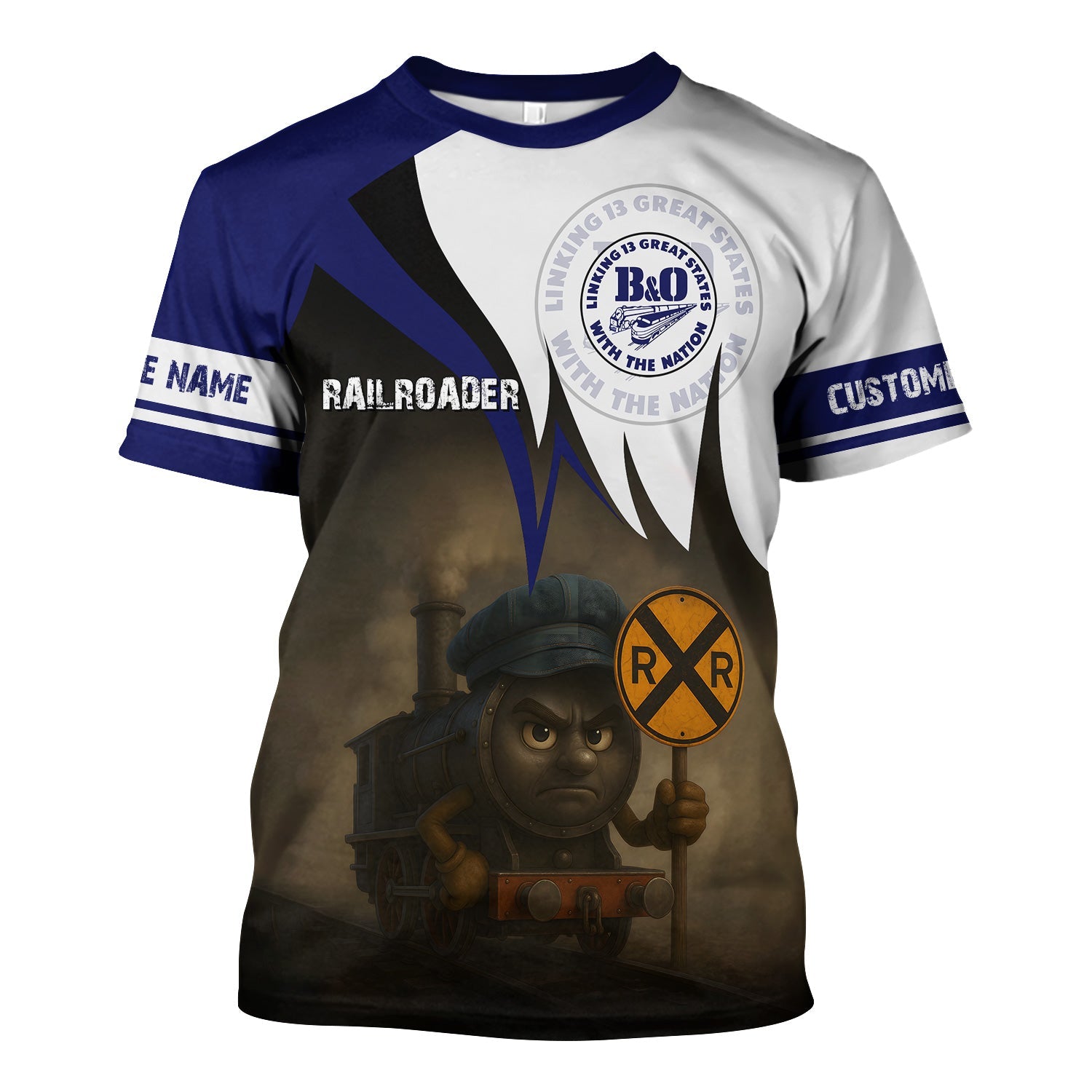 Railspirit Personalized B&O Great States Railroad T-Shirt Angry Train Shirt Gift Idea For Train Lover