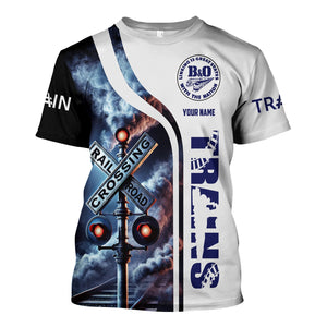 Railspirit Custom Name B&O Great States Railroad T Shirt One Track Mind American Locomotive Train Shirt All Over Print