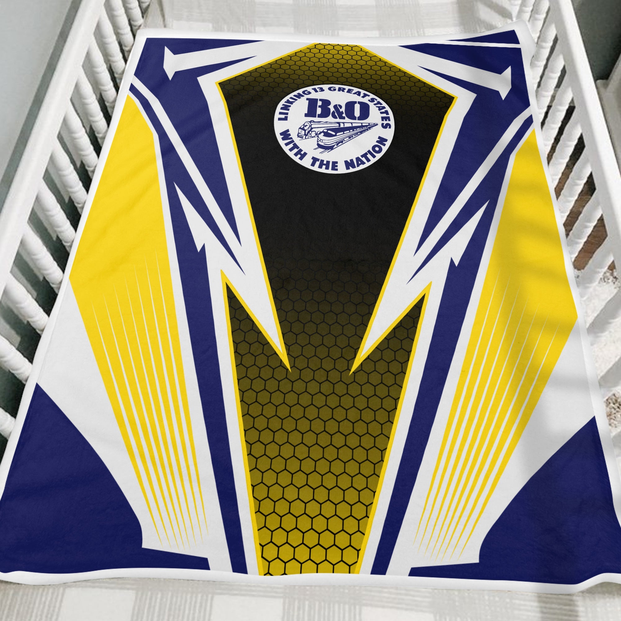 Railspirit B&O Great States Railroad Blanket Lightning Graphic Style Blanket Gift Idea For Train Lover