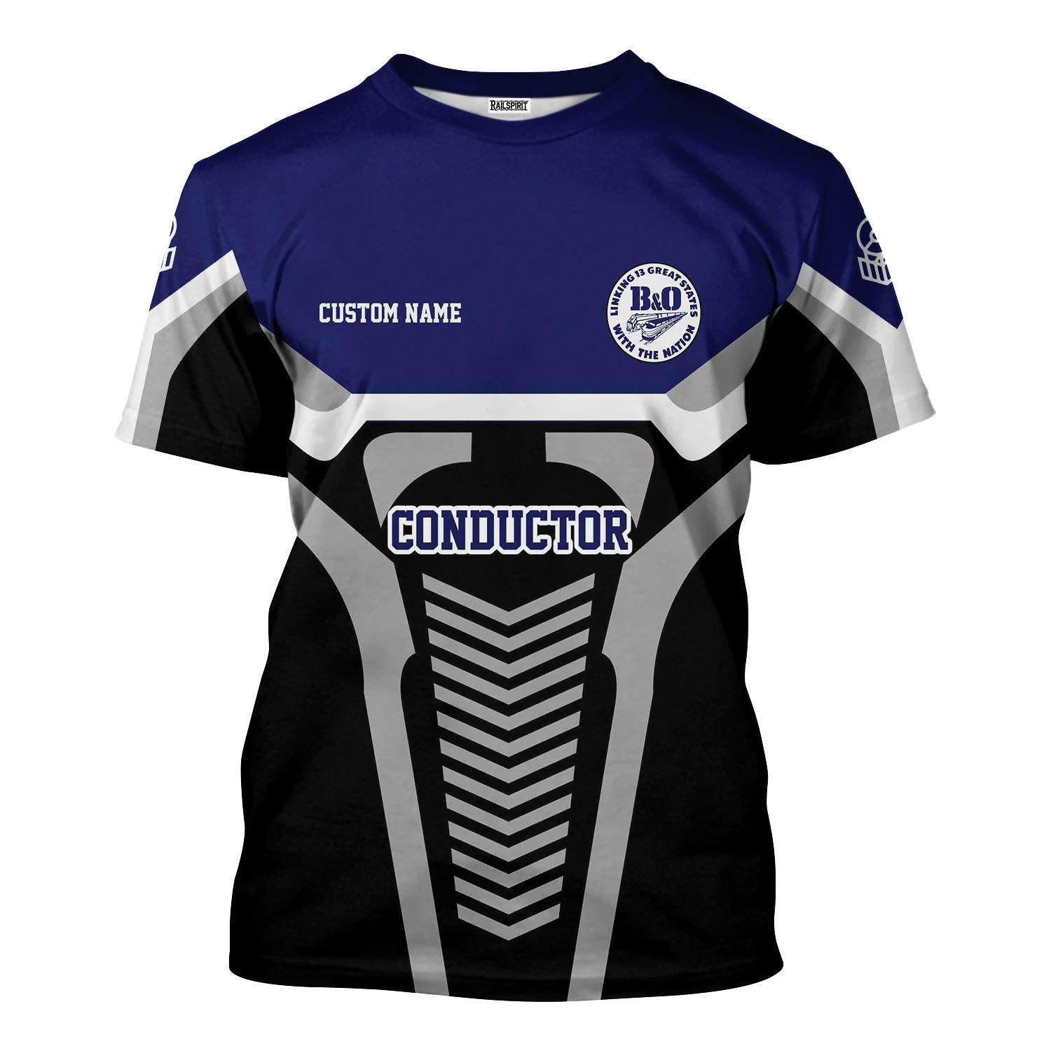 Railspirit Personalized B&O Great States Railroad T-Shirt Track-Inspired with Custom Job Position Train Shirt