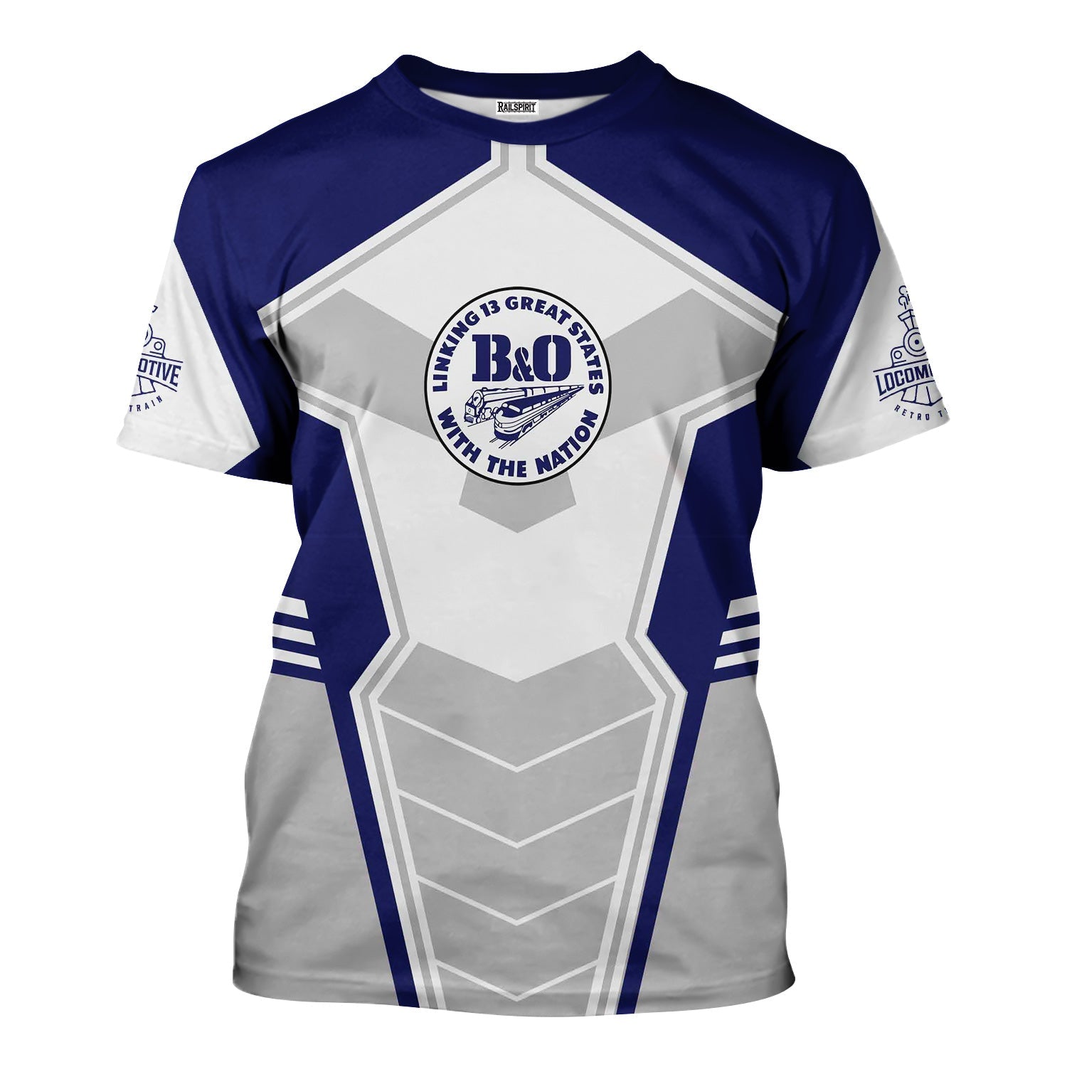 Railspirit Personalized B&O Great States Railroad T-Shirt Engine-Inspired Style Train Shirt for Railroad Fanatic