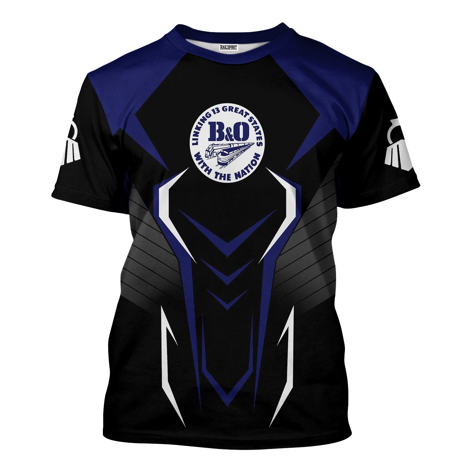 Railspirit Personalized B&O Great States Railroad T-Shirt Dynamic Design Style Perfect Shirt for Train Enthusiasts