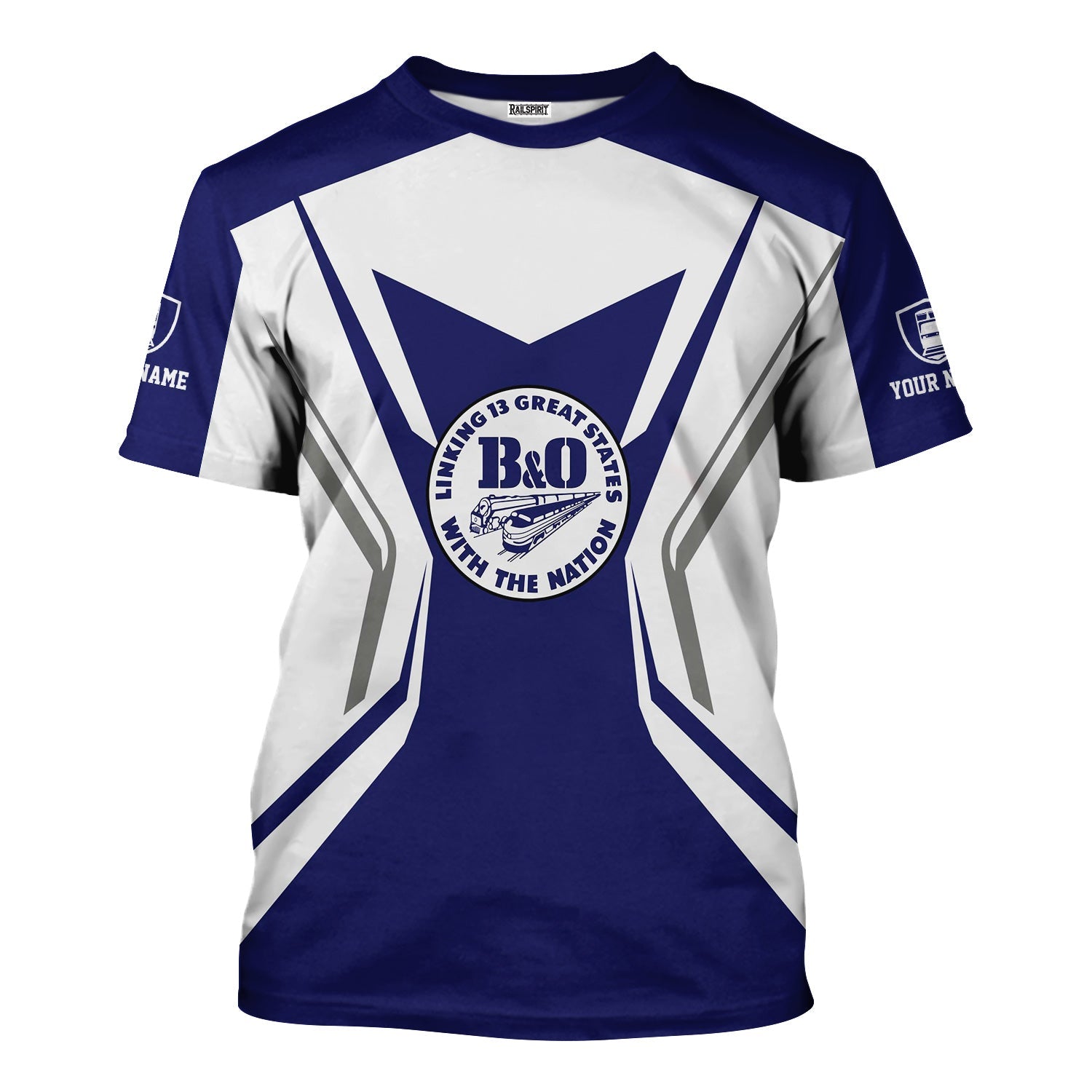 Railspirit Personalized B&O Great States Railroad T-Shirt Unique Style with Custom Job Train Shirt