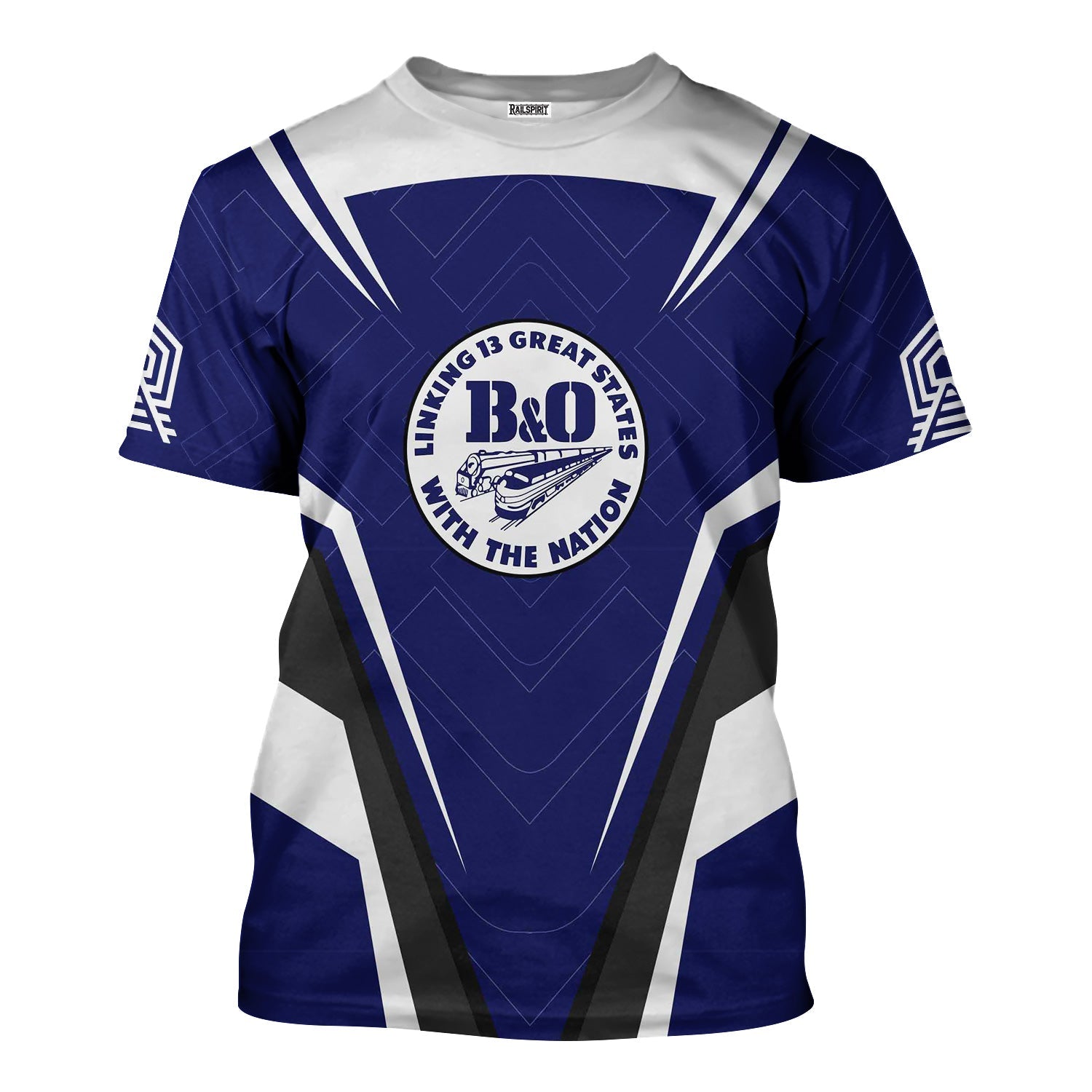 Railspirit Personalized B&O Great States Railroad T-Shirt Railway Inspired Apparel Train Shirt for Train Lovers