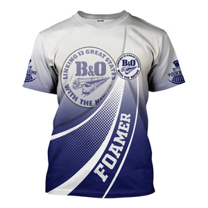 Railspirit Personalized B&O Great States Railroad T-Shirt Railway-Themed Style Shirt Gift Idea For Trainspotter