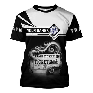 Railspirit Personalized B&O Great States Railroad T Shirt Train Ticket American Locomotive Printed Train