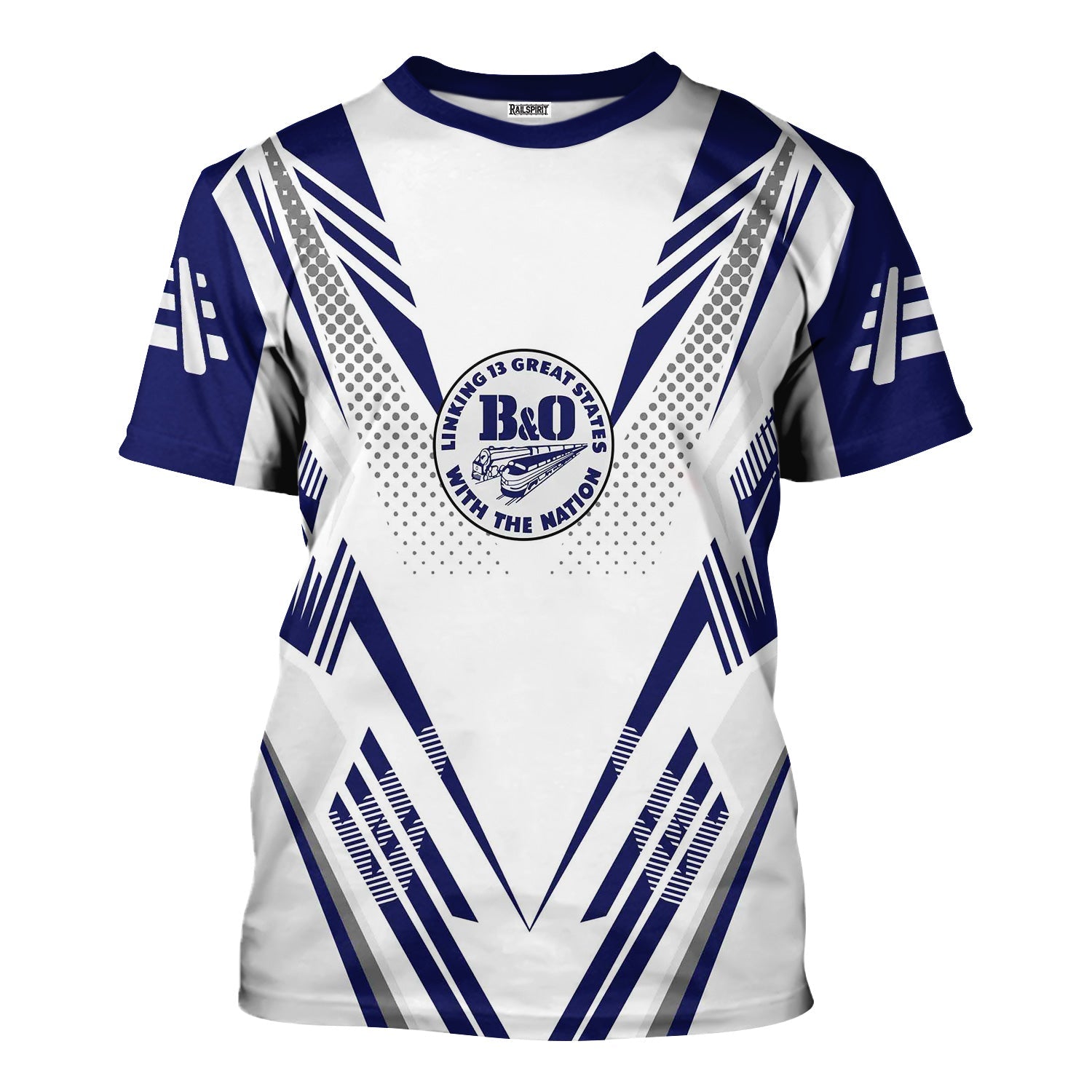 Railspirit Personalized B&O Great States Railroad T-Shirt Railroad Tribute Design Train Shirt for Train Lovers