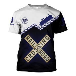 Railspirit Personalized B&O Great States Railroad T Shirt Railroad Crossing Printed Train Track Shirt