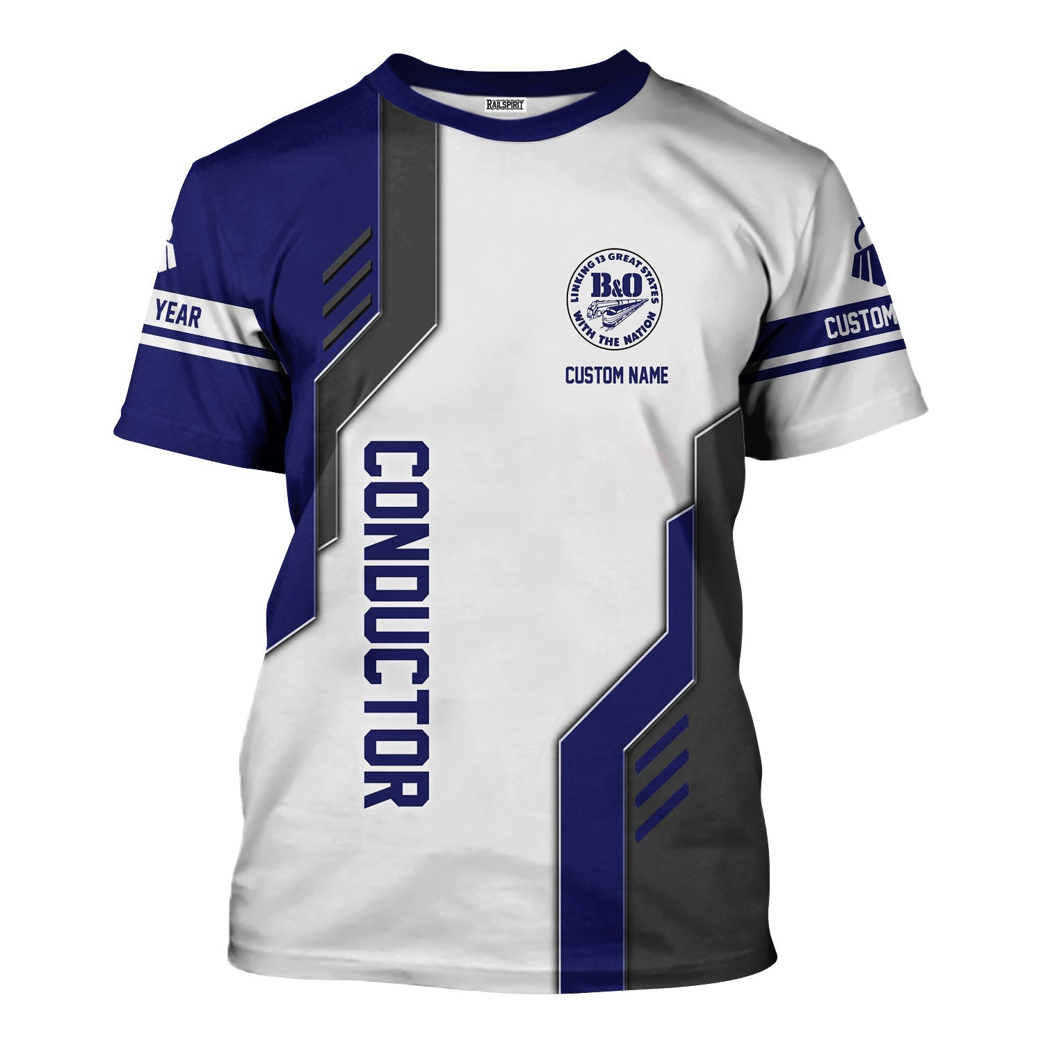 Railspirit Personalized B&O Great States Railroad T-Shirt Unique Railway Style with Custom Job Train Shirt