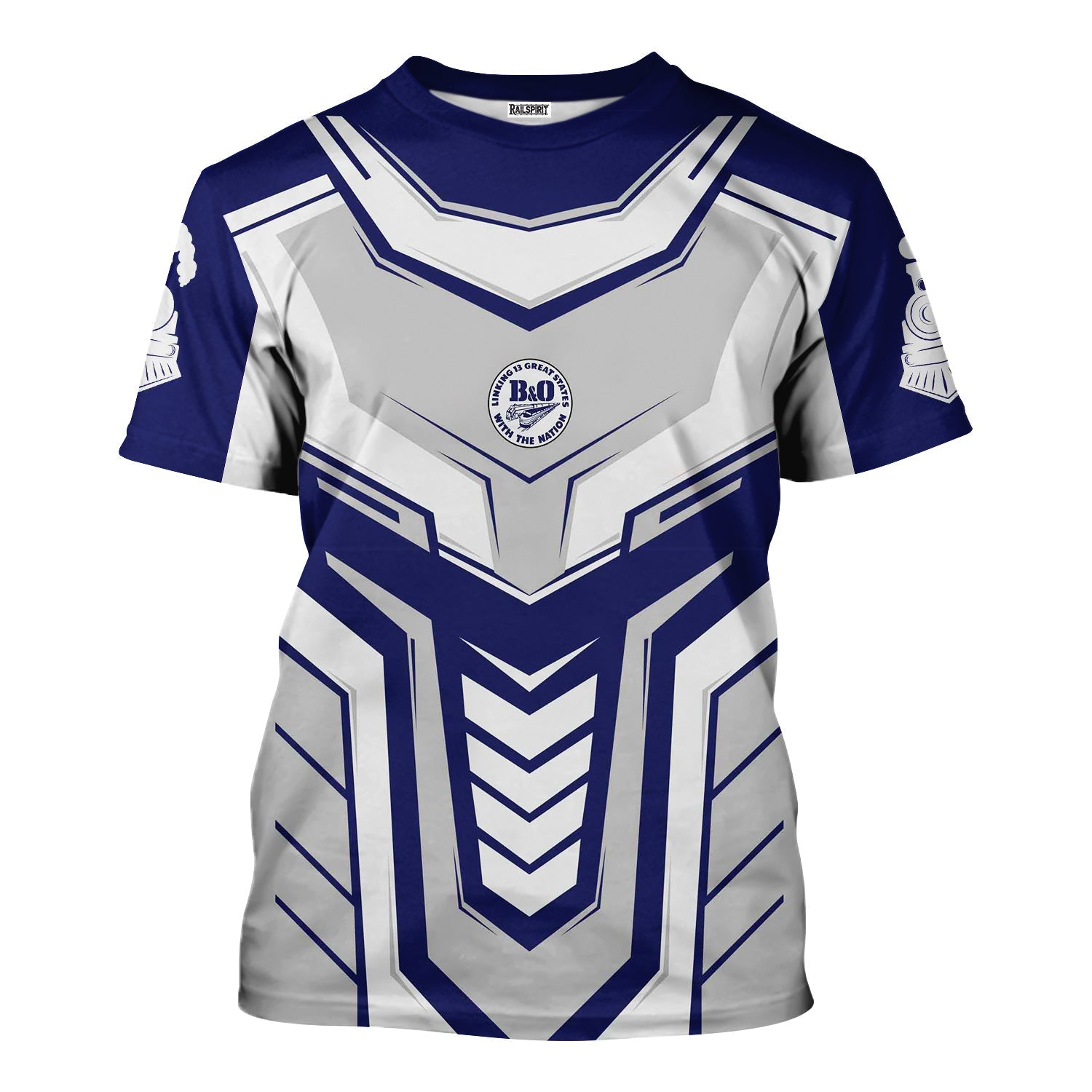 Railspirit Personalized B&O Great States Railroad T-Shirt Armor-Inspired Design Train Shirt All Over Print