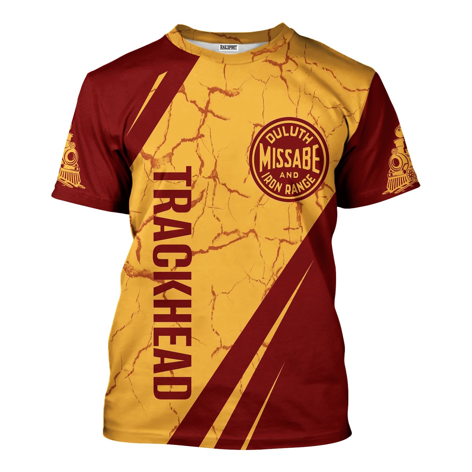 Railspirit Personalized Duluth, Missabe, & Iron Range Railroad T-Shirt Crackle Texture Style Shirt For Trackhead
