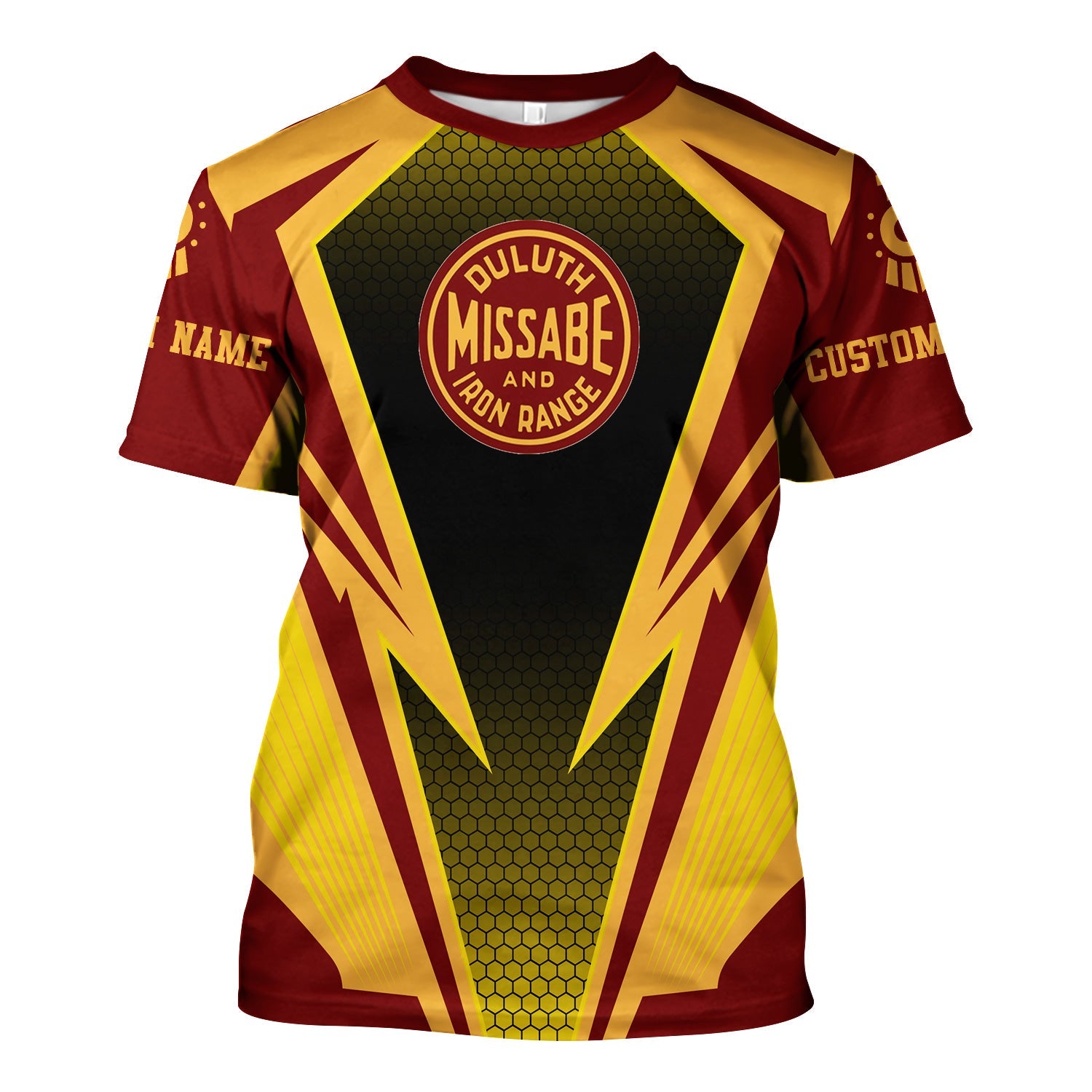 Railspirit Personalized Duluth, Missabe, & Iron Range Railroad T-Shirt Lightning Graphic Style Shirt Gift Idea For Train Lover