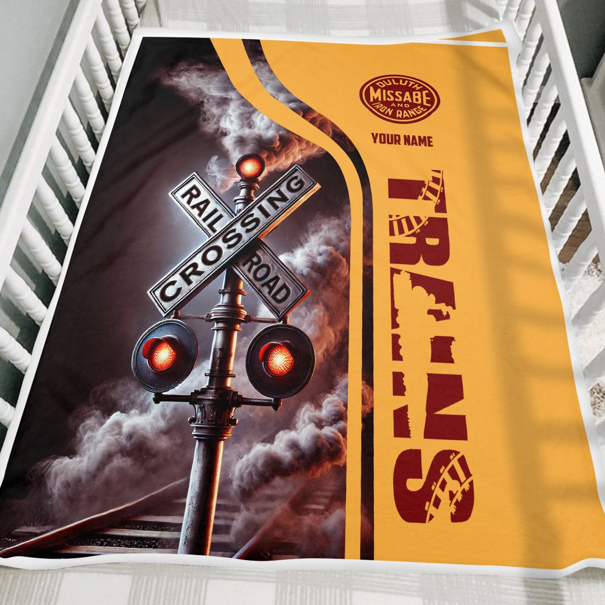 Railspirit Personalized Duluth, Missabe, & Iron Range Railroad Blanket Railroad Crossing Sign Blanket All Over Print