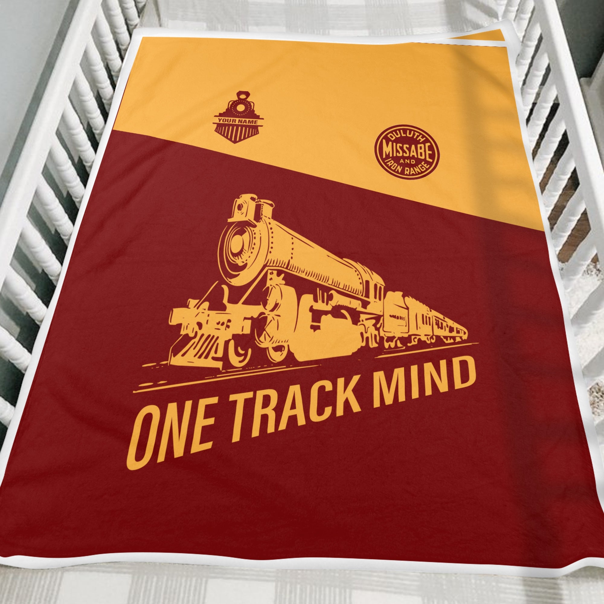 Railspirit Personalized Duluth, Missabe, & Iron Range Railroad Blanket One Track Mind Train Blanket Gift Idea For Train Lover