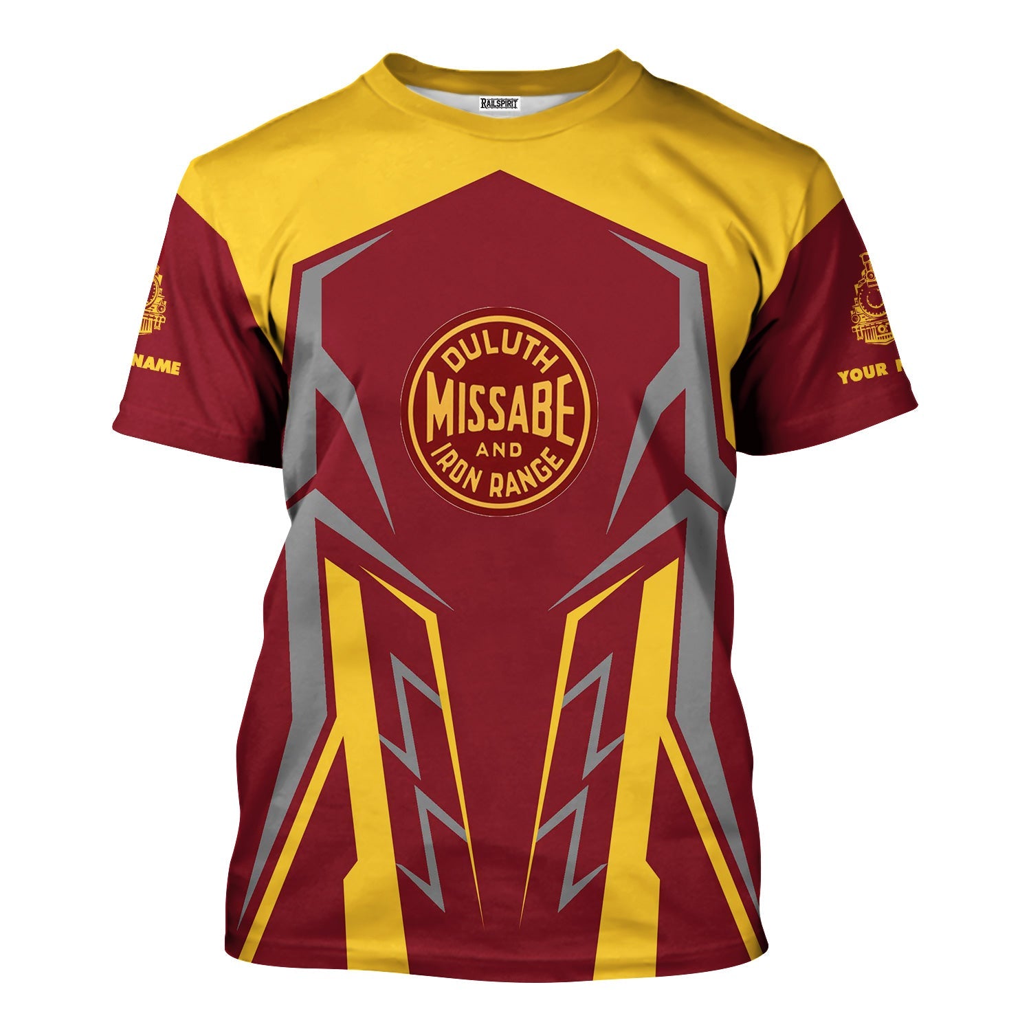 Railspirit Personalized Duluth, Missabe, & Iron Range Railroad T-Shirt Futuristic Design with Custom Job Train Shirt