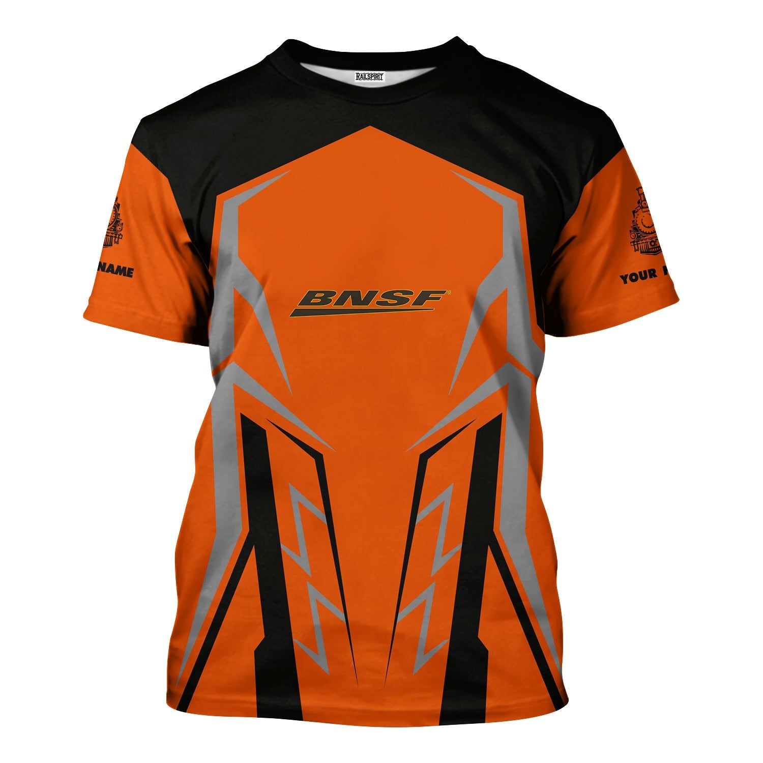 Railspirit Personalized BNSF Railway T-Shirt Futuristic Design with Custom Job Train Shirt