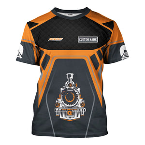 Railspirit Personalized BNSF Railway T-Shirt Steam Locomotive Engine Graphic Train Shirt All Over Print