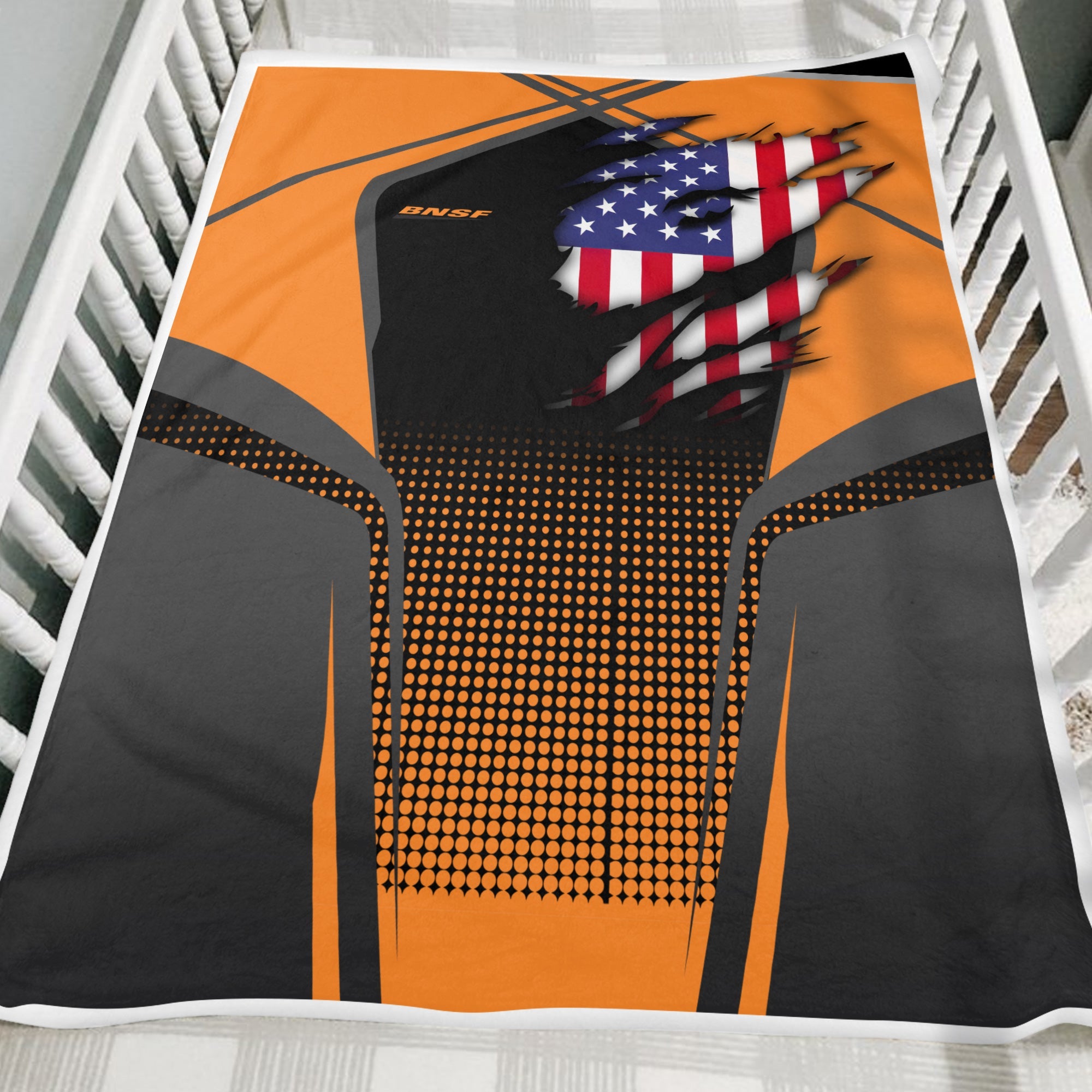 Railspirit Personalized BNSF Railway Blanket American Vintage All Over Printed Blanket