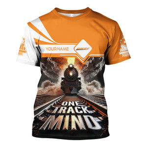 Railspirit Personalized BNSF Railway T Shirt One Track Mind Train Printed Shirt