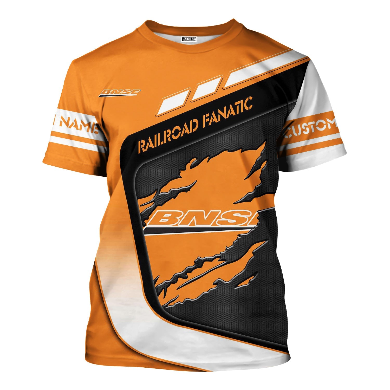 Railspirit Personalized BNSF Railway T-Shirt Ripped Texture Style Train Shirt For Railroad Fanatic
