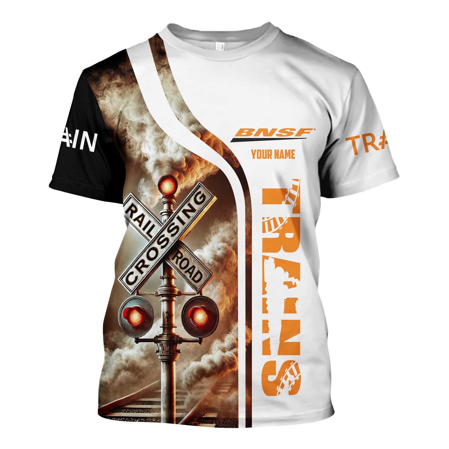 Railspirit Custom Name BNSF Railway T Shirt One Track Mind American Locomotive Train Shirt All Over Print