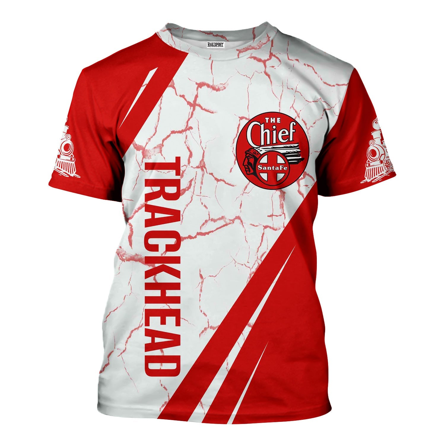 Railspirit Personalized The Chief Santa Fe Railroad T-Shirt Crackle Texture Style Shirt For Trackhead