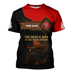 Railspirit Personalized The Chief Santa Fe Railroad T-Shirt You Need A Ride To The Train Station Shirt For Train Lovers