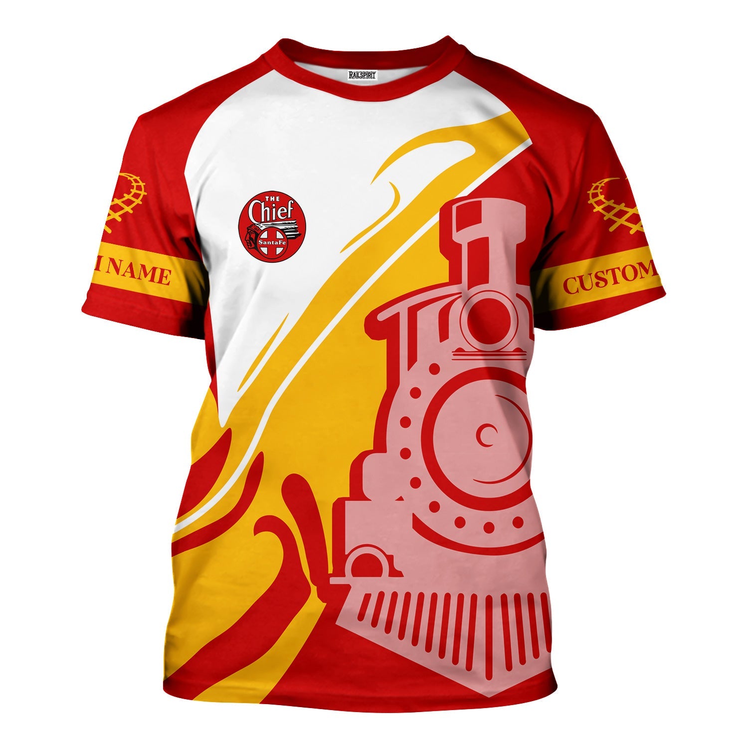 Railspirit Personalized The Chief Santa Fe Railroad T-Shirt Flame-Inspired Style Shirt Gift Idea For Train Lovers