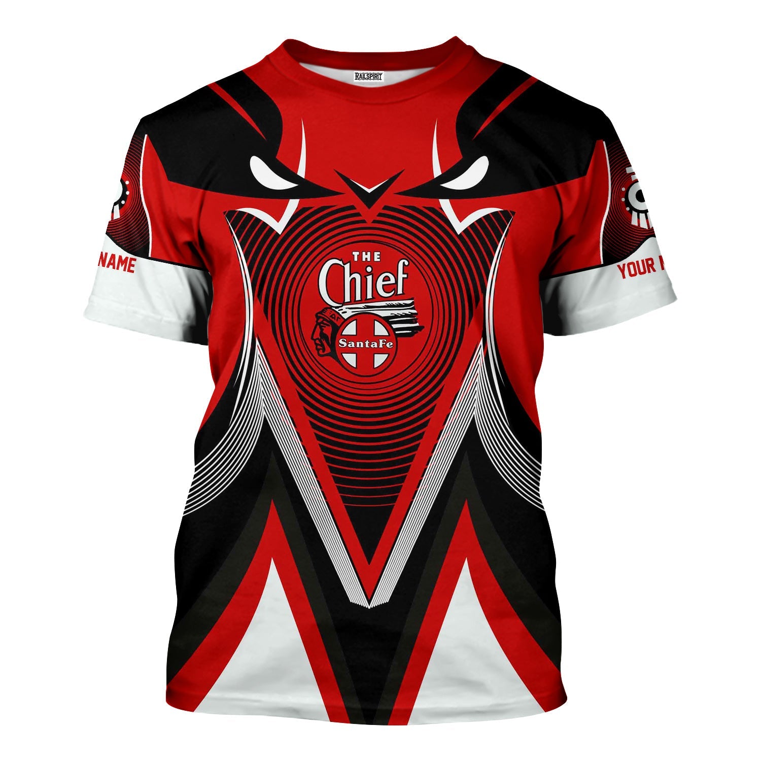 Railspirit Personalized The Chief Santa Fe Railroad T-Shirt Vibrant Graphic Pattern Shirt For Train Enthusiasts