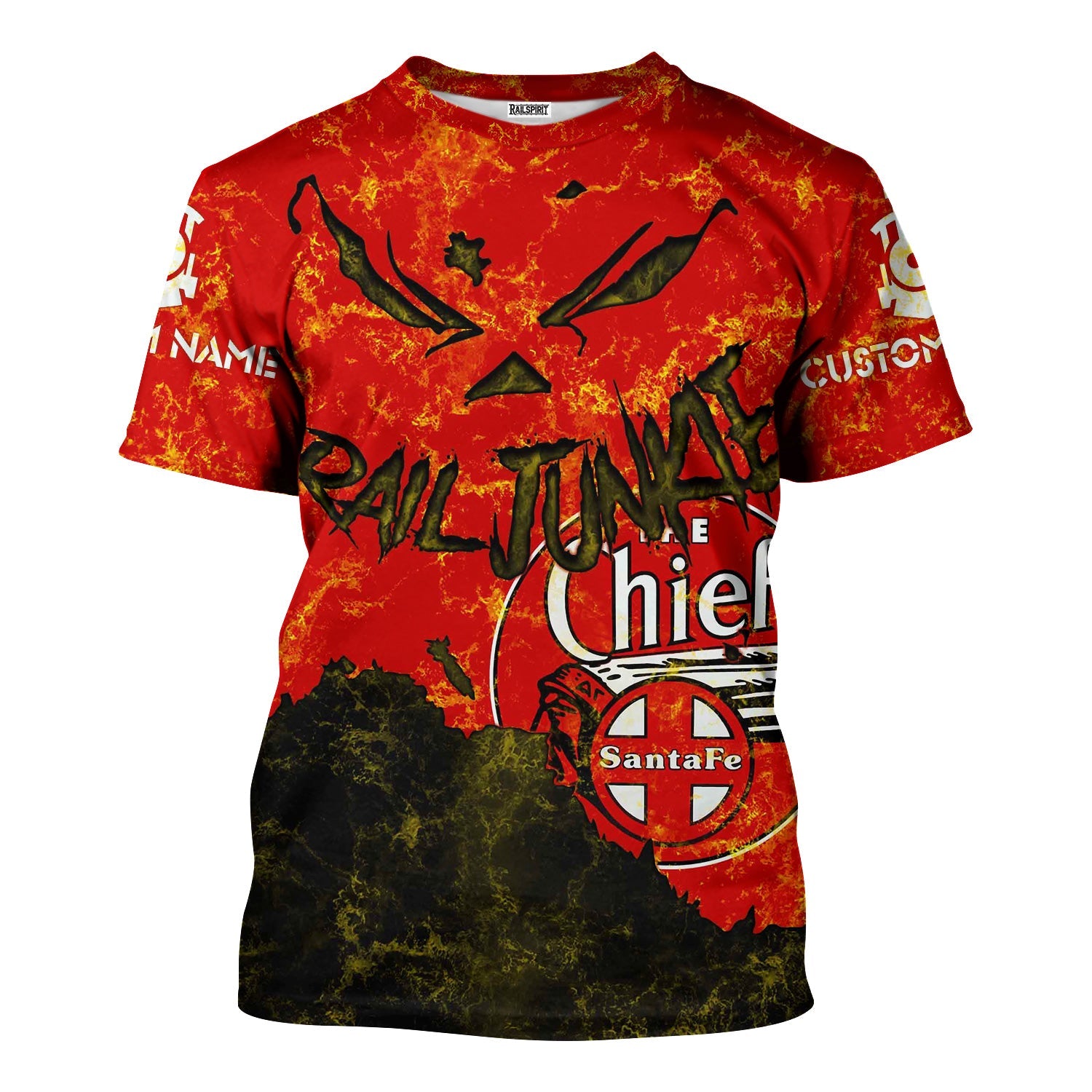 Railspirit Personalized The Chief Santa Fe Railroad T-Shirt Torn Graphic Style Train Shirt For Rail Junkie