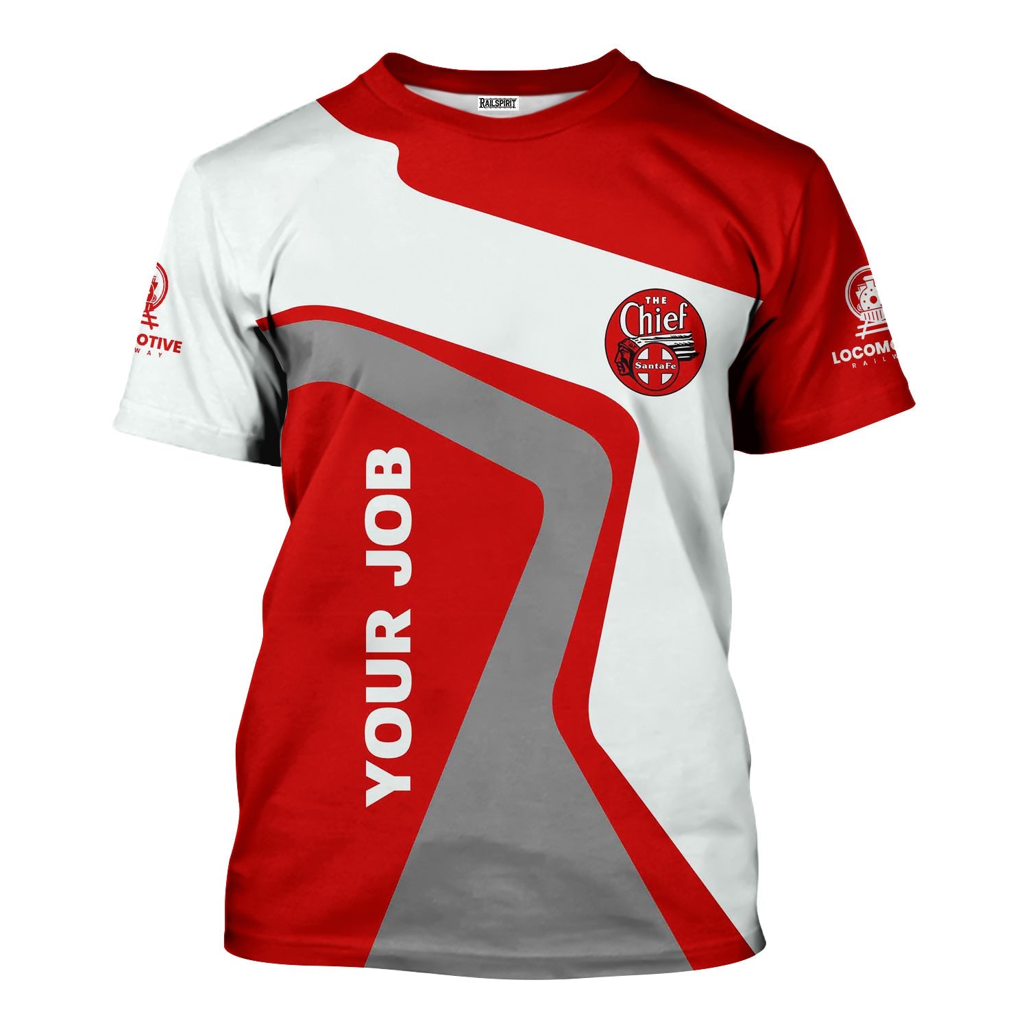 Railspirit Personalized The Chief Santa Fe Railroad T-Shirt Unique Design with Custom Job Position Train Shirt