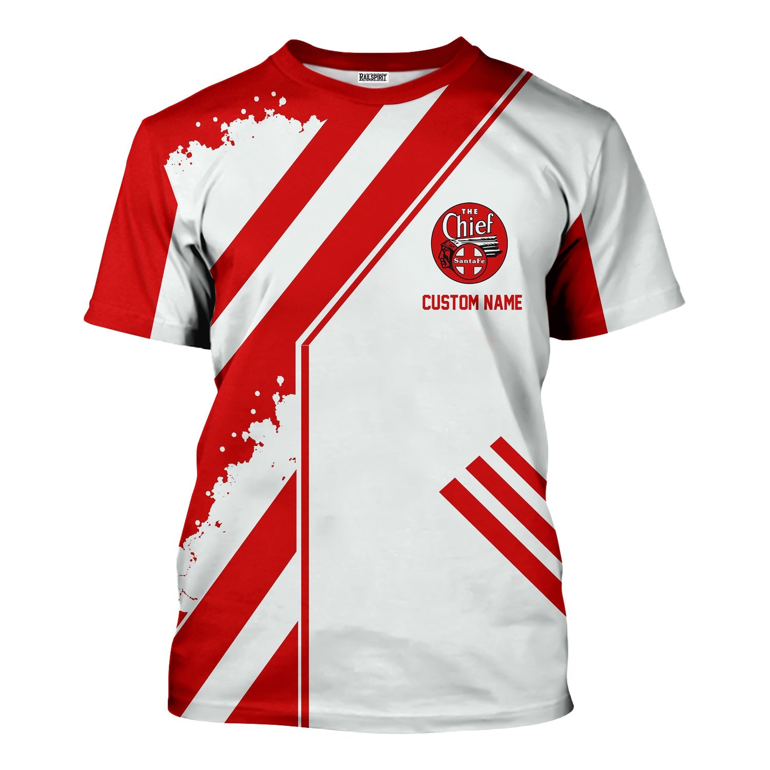 Railspirit Personalized The Chief Santa Fe Railroad T-Shirt Locomotive Design Train Shirt for Train Enthusiast