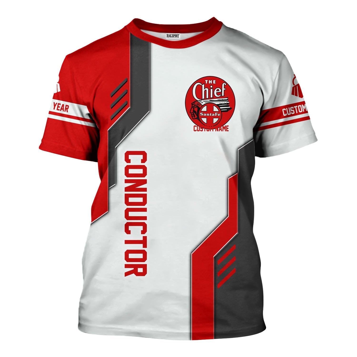 Railspirit Personalized The Chief Santa Fe Railroad T-Shirt Unique Railway Style with Custom Job Train Shirt