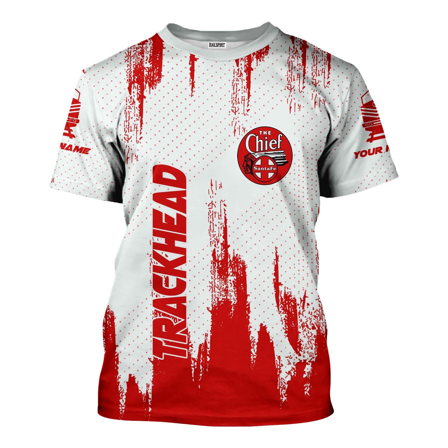 Railspirit Personalized The Chief Santa Fe Railroad T-Shirt Paint Impact Design Train Shirt for Trackhead