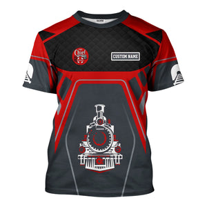 Railspirit Personalized The Chief Santa Fe Railroad T-Shirt Steam Locomotive Engine Graphic Train Shirt All Over Print