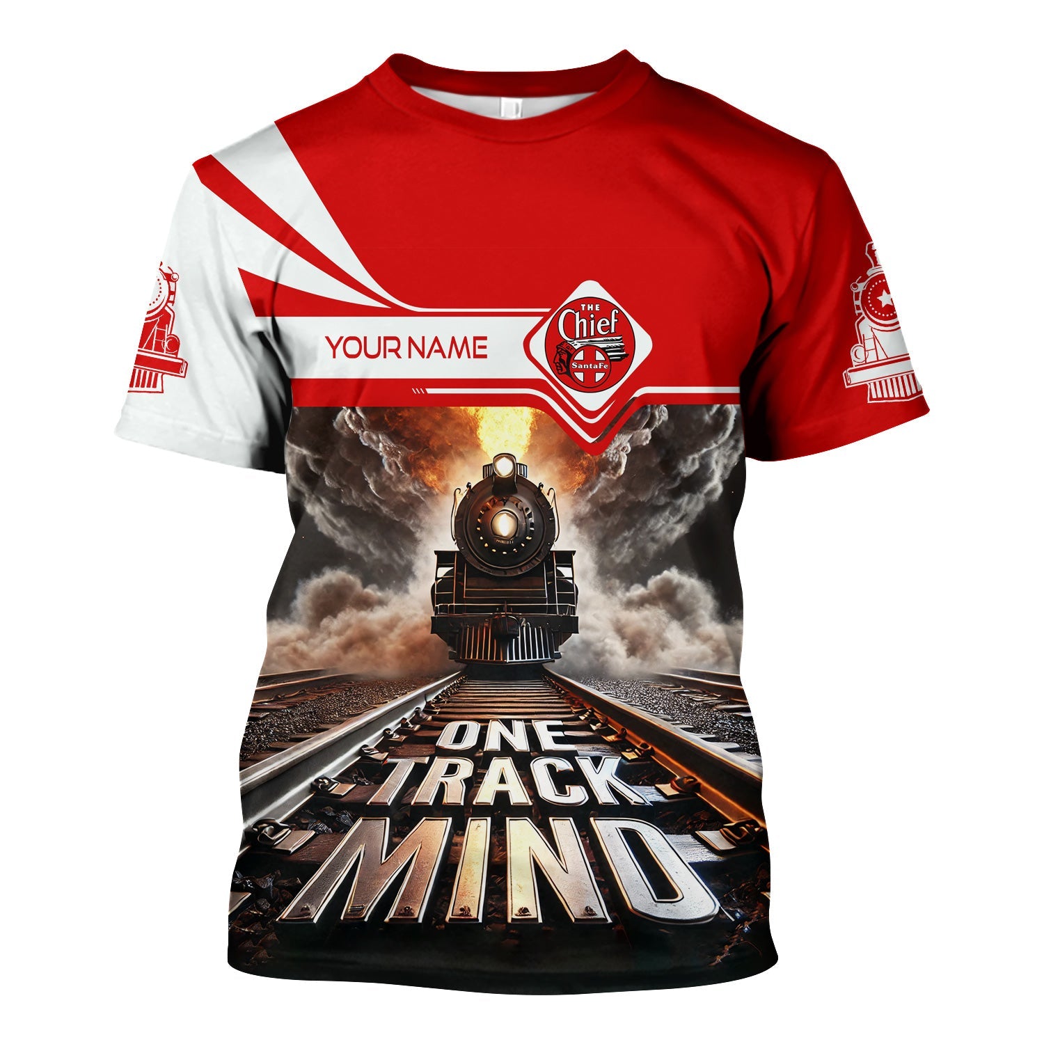 Railspirit Personalized The Chief Santa Fe Railroad T Shirt One Track Mind Train Printed Shirt