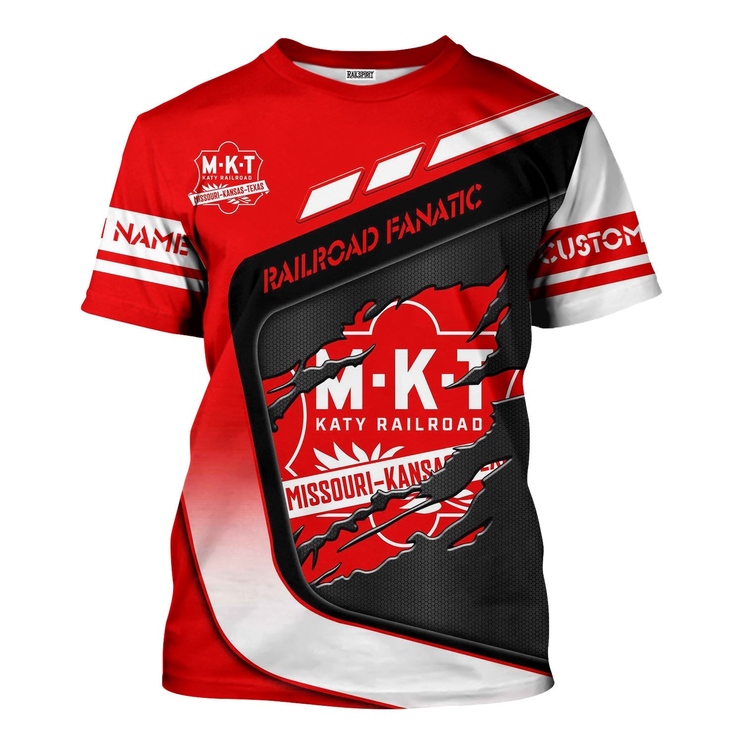 Railspirit Personalized Katy Railroad T-Shirt Ripped Texture Style Train Shirt For Railroad Fanatic