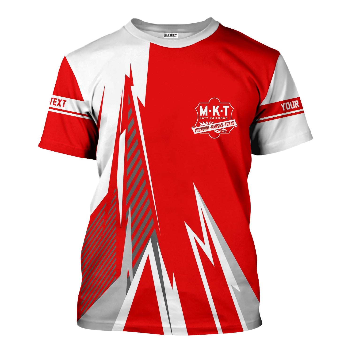 Railspirit Personalized Katy Railroad T-Shirt Lightning-Inspired Railway Style Shirt For Train Lovers