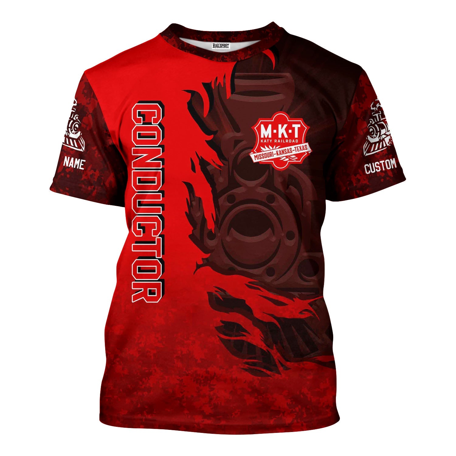 Railspirit Personalized Katy Railroad T-Shirt Blazing Style with Custom Position Train Shirt