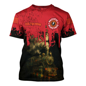 Railspirit Personalized Pacific Electric Railroad T-Shirt Vintage Train Art Style Shirt For Locomotive Fans