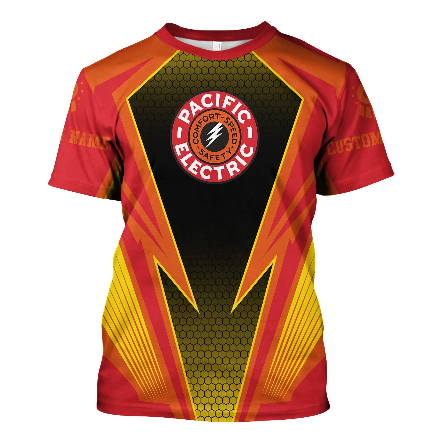 Railspirit Personalized Pacific Electric Railroad T-Shirt Lightning Graphic Style Shirt Gift Idea For Train Lover