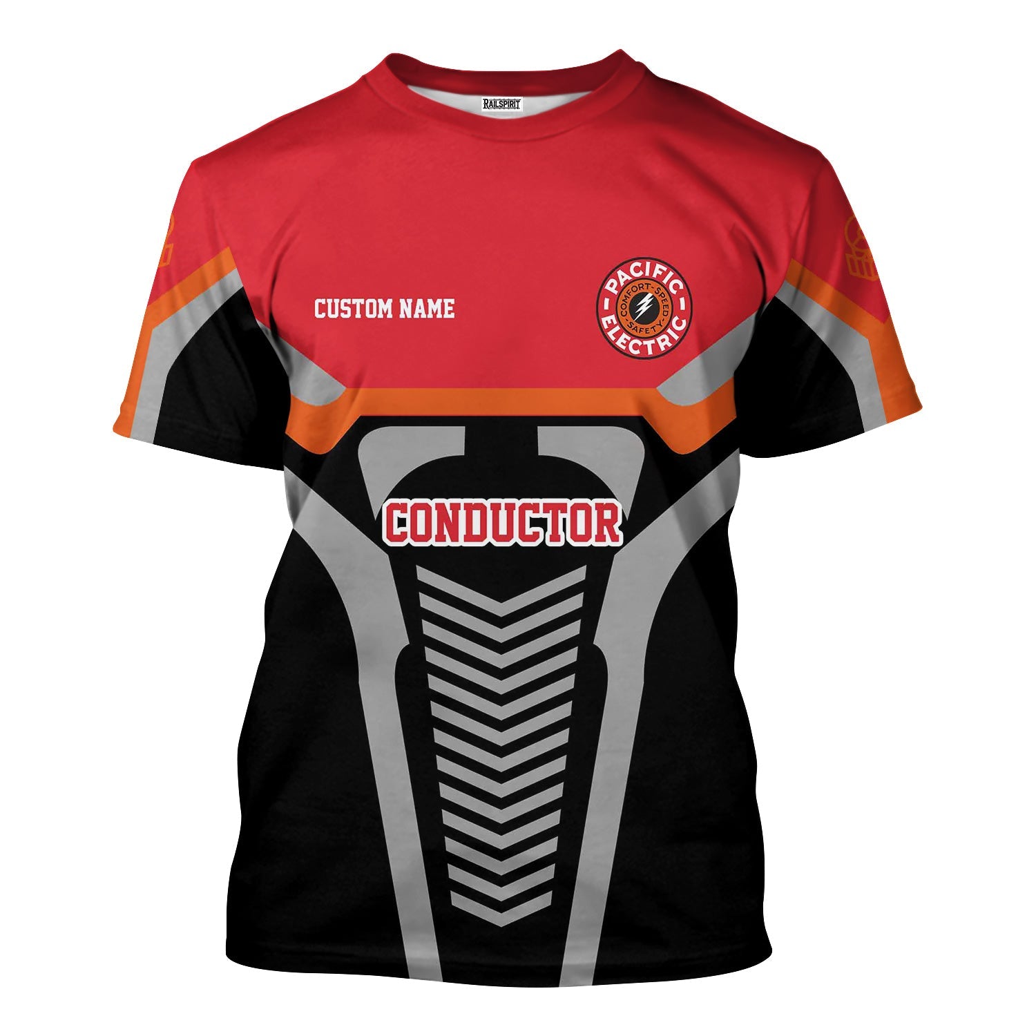 Railspirit Personalized Pacific Electric Railroad T-Shirt Track-Inspired with Custom Job Position Train Shirt