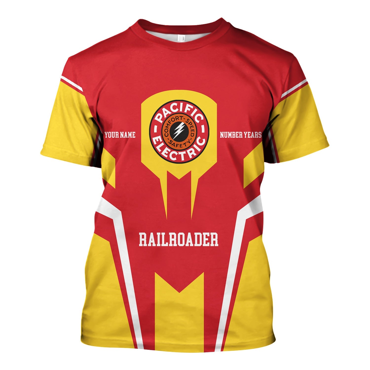 Railspirit Personalized Pacific Electric Railroad T-Shirt Custom Year Railroader Shirt Gift Idea For Train Lover