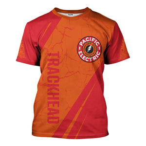 Railspirit Personalized Pacific Electric Railroad T-Shirt Crackle Texture Style Shirt For Trackhead