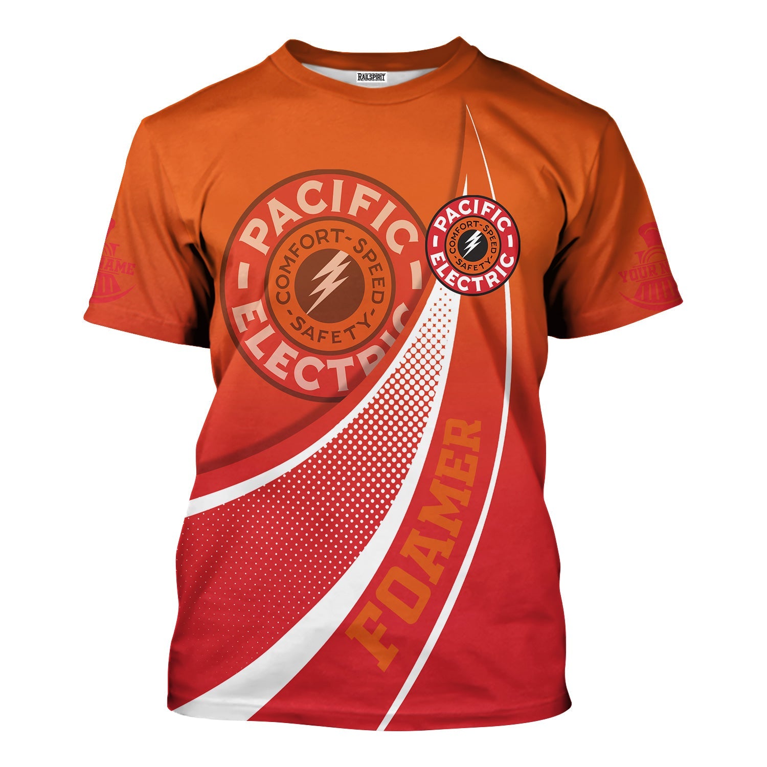 Railspirit Personalized Pacific Electric Railroad T-Shirt Railway-Themed Style Shirt Gift Idea For Trainspotter