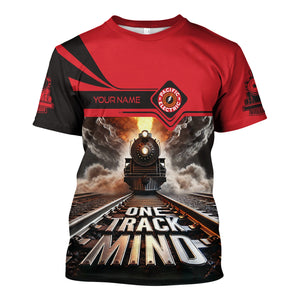 Railspirit Personalized Pacific Electric Railroad T Shirt One Track Mind Train Printed Shirt