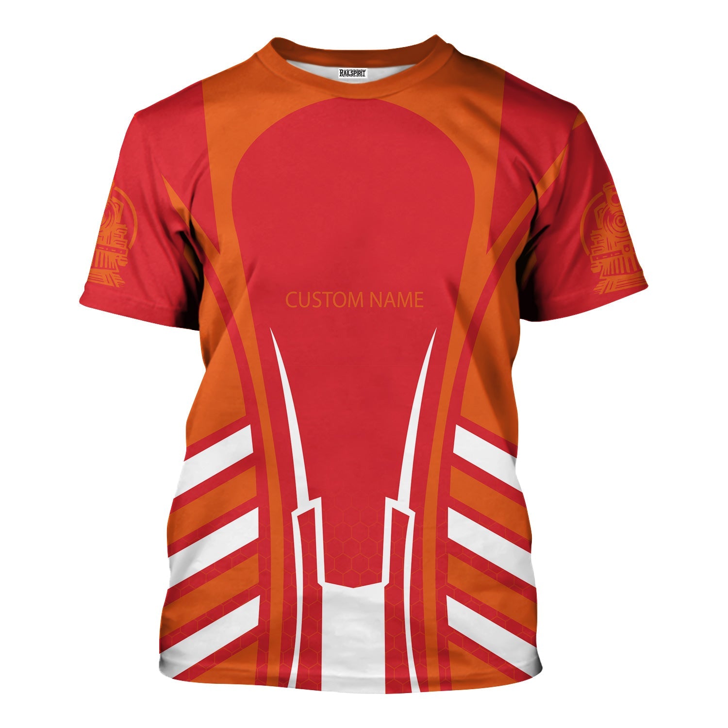 Railspirit Personalized Pacific Electric Railroad T-Shirt Striped Railroad Style Train Shirt All Over Print